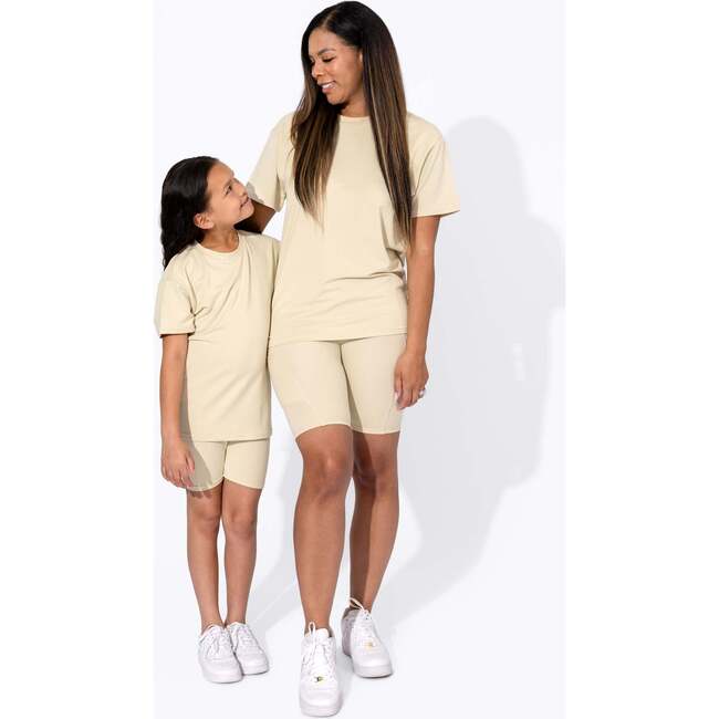 Oat Bamboo Blend Women's Oversized Tee & Biker Shorts Set, Beige - Mixed Apparel Set - 5