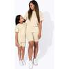 Oat Bamboo Blend Kid's Oversized Tee & Biker Short Set, Beige - Mixed Apparel Set - 5