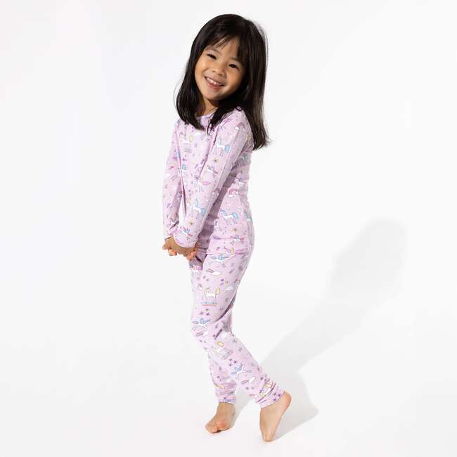 Enchanted Unicorn Bamboo Kids Pajamas, Purple - Pajamas - 4