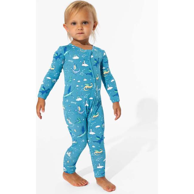 Dragon Dreams Bamboo Convertible Footie, Blue - Footie Pajamas - 3