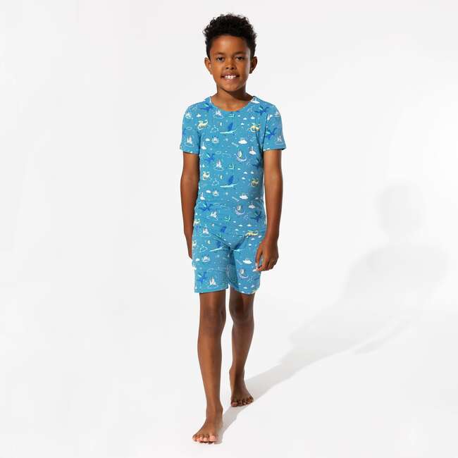 Dragon Dreams Bamboo Kids Pajama Short Set, Blue - Pajamas - 2