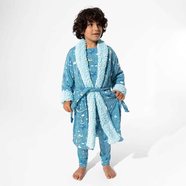 Dragon Dreams Bamboo Kids Sherpa Robe, Blue - Robes - 2