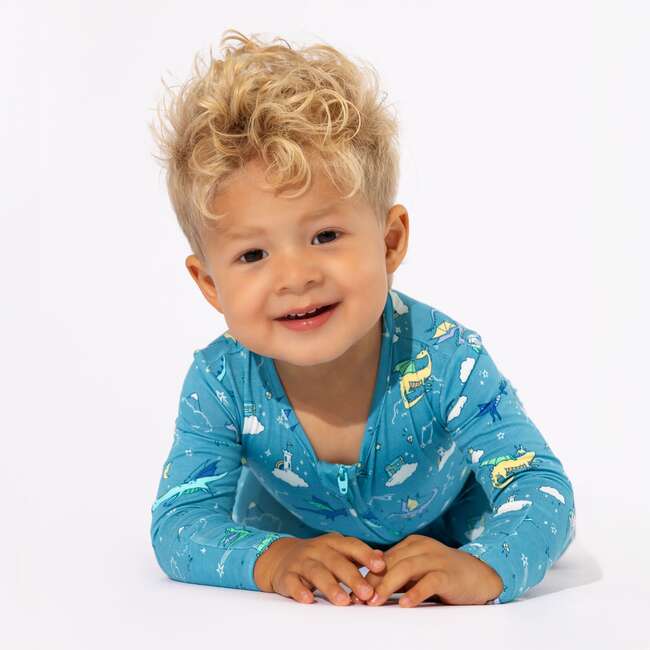 Dragon Dreams Bamboo Convertible Footie, Blue - Footie Pajamas - 4