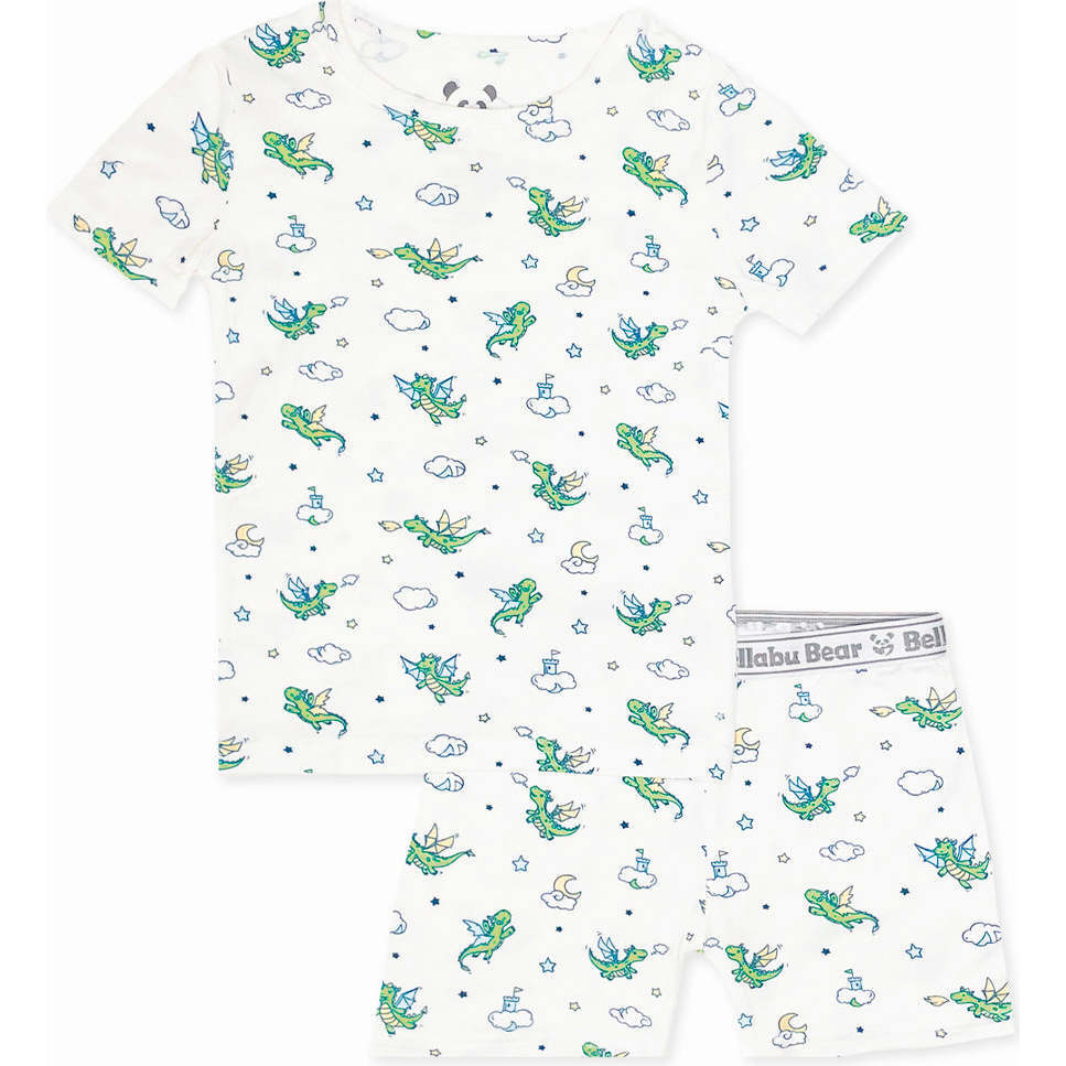 Dragon Bamboo Kids Pajama Short Set, White - Pajamas - 1