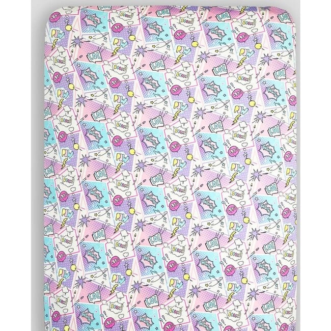 Comic Purple Crib Sheet, Purple