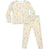 Dino ABC Bamboo Kids Pajamas, Beige - Pajamas - 1 - thumbnail