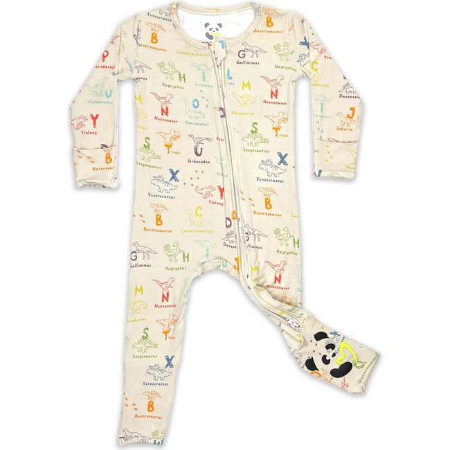 Dino ABC Bamboo Convertible Footie, Beige