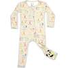 Dino ABC Bamboo Convertible Footie, Beige - Footie Pajamas - 1 - thumbnail