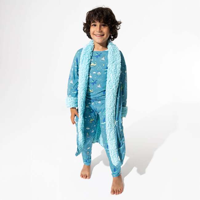 Dragon Dreams Bamboo Kids Sherpa Robe, Blue - Robes - 3