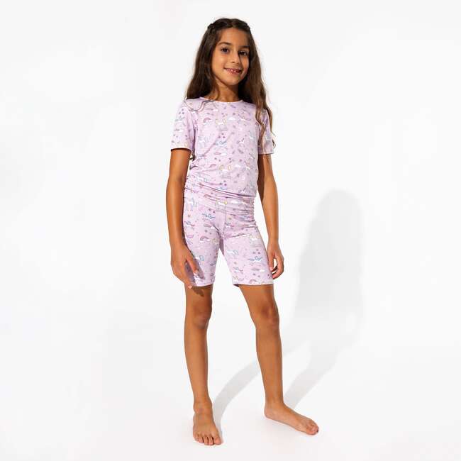 Enchanted Unicorn Bamboo Kids Pajama Short Set, Purple - Pajamas - 5