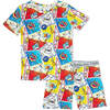 Comic Hero Bamboo Kids Pajama Short Set, Red - Pajamas - 1 - thumbnail