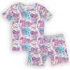 Comic Purple Bamboo Kids Pajama Short Set, Purple - Pajamas - 1 - thumbnail