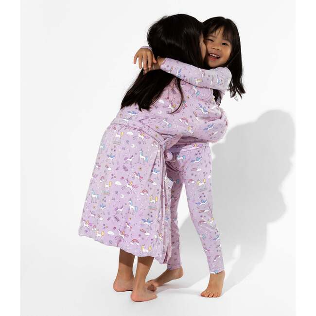 Enchanted Unicorn Bamboo Kids Sherpa Robe, Purple - Robes - 6