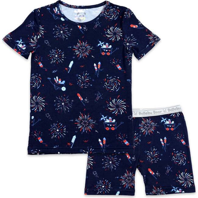 Fireworks Bamboo Kids Pajama Short Set, Blue