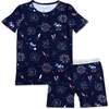 Fireworks Bamboo Kids Pajama Short Set, Blue - Pajamas - 1 - thumbnail