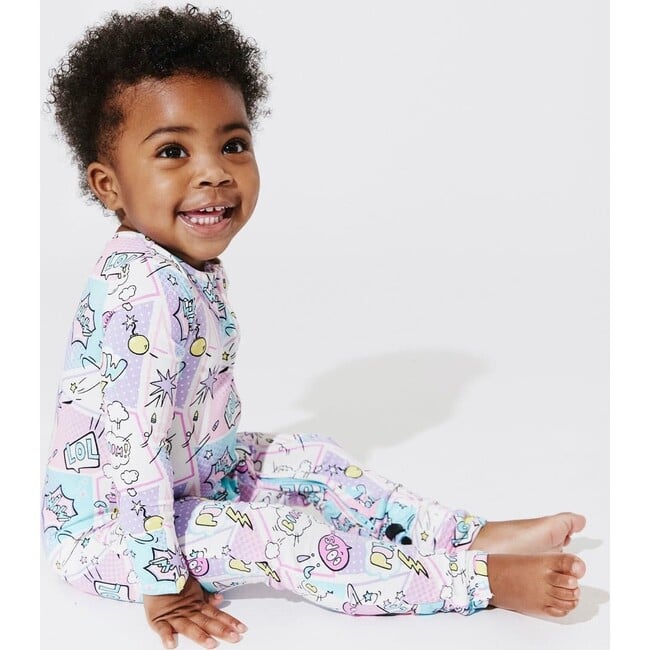 Comic Purple Bamboo Convertible Footie, Purple - Footie Pajamas - 3