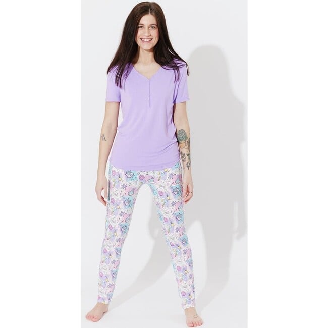 Comic Purple Bamboo Women's Pajama Set, Purple - Pajamas - 2