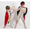 Comic Hero Bamboo Kids Pajama Short Set, Red - Pajamas - 4