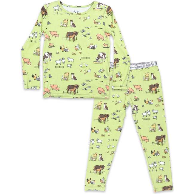 Farm Animals Bamboo Kids Pajamas, Green