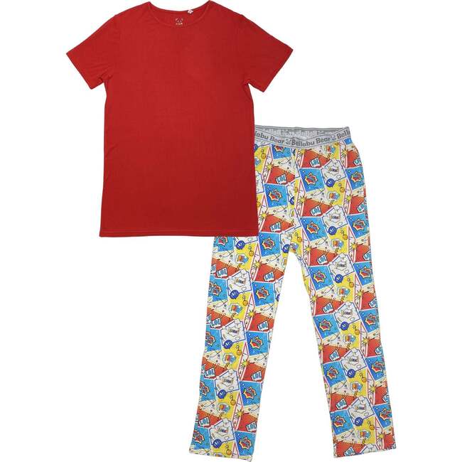 Comic Hero Bamboo Men's Pajama Set, Red