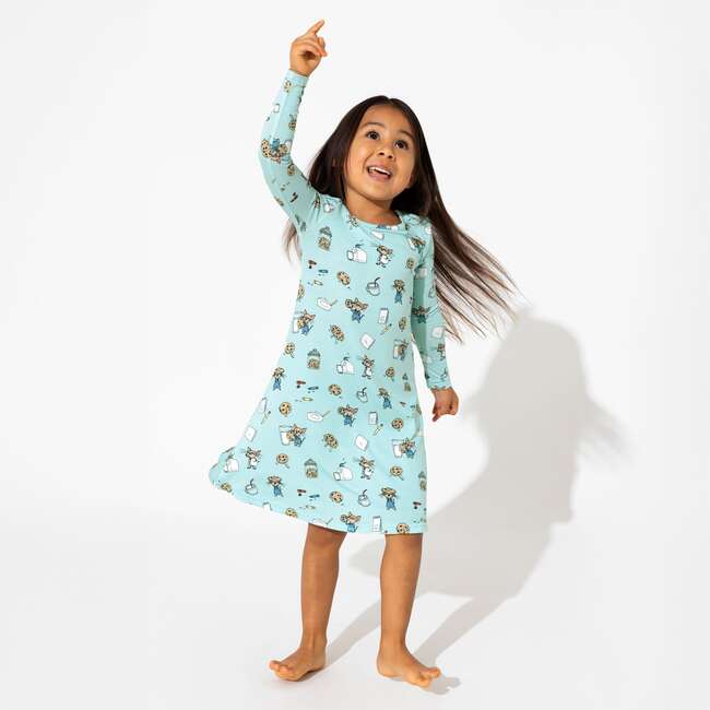 If You Give a Mouse a Cookie Bamboo Girls' Long Sleeve Dress, Blue - Dresses - 6