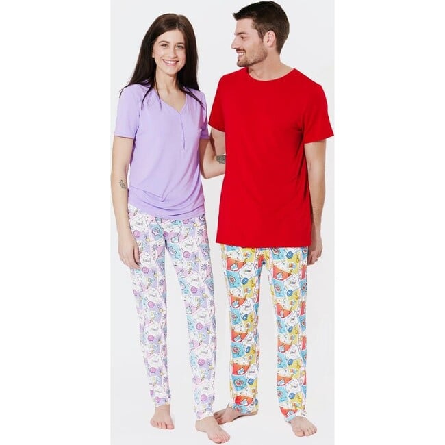 Comic Hero Bamboo Men's Pajama Set, Red - Pajamas - 2