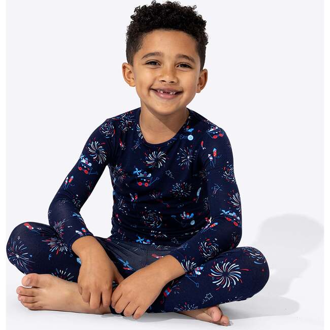 Fireworks Bamboo Kids Pajamas, Blue - Pajamas - 3