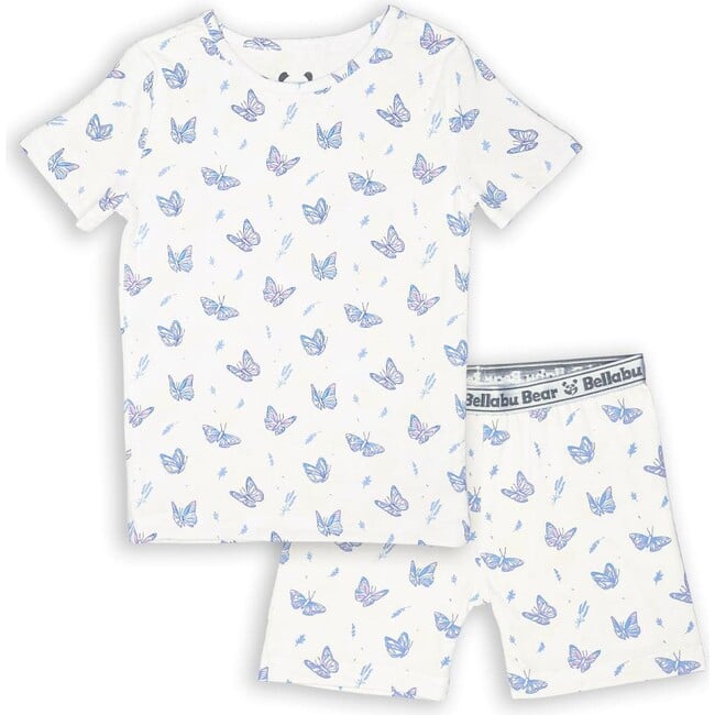 Butterfly Bamboo Kids Pajama Short Set, White