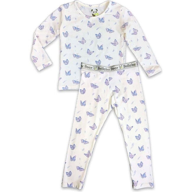 Butterfly Bamboo Kids Pajamas, White