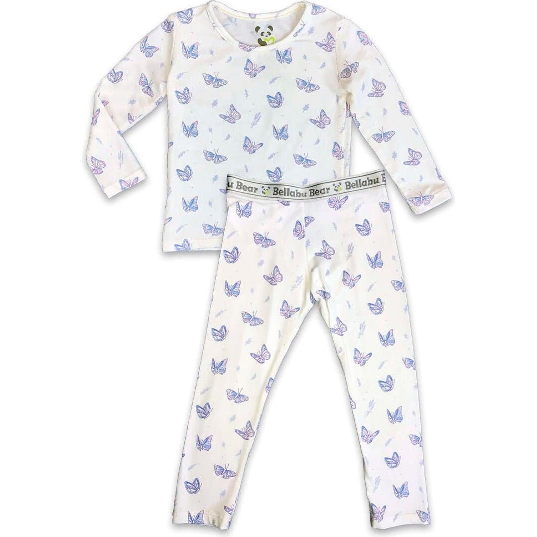 Butterfly Bamboo Kids Pajamas, White - Pajamas - 1