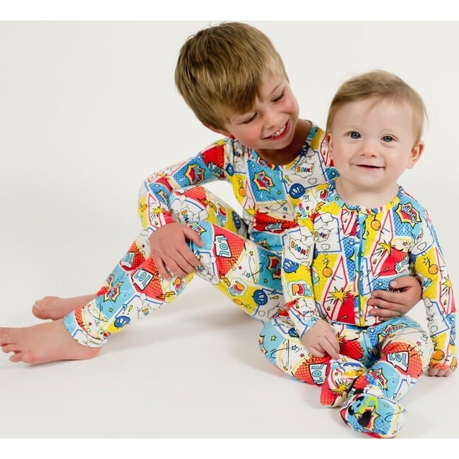 Comic Hero Bamboo Convertible Footie, Red - Footie Pajamas - 7