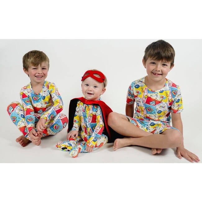 Comic Hero Bamboo Kids Pajamas, Red - Pajamas - 7