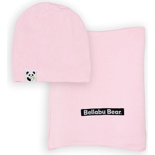 Blush Pink Bamboo Swaddle & Beanie Set, Pink