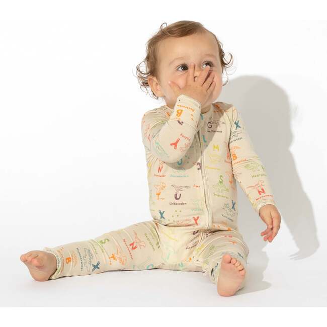 Dino ABC Bamboo Convertible Footie, Beige - Footie Pajamas - 6