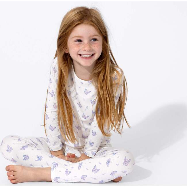 Butterfly Bamboo Kids Pajamas, White - Pajamas - 2