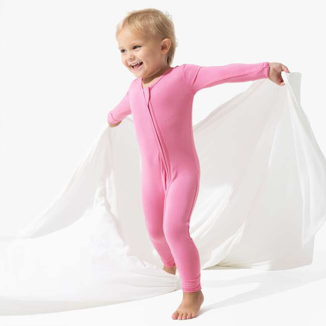 Bubblegum Pink Bamboo Convertible Footie, Pink - Footie Pajamas - 2