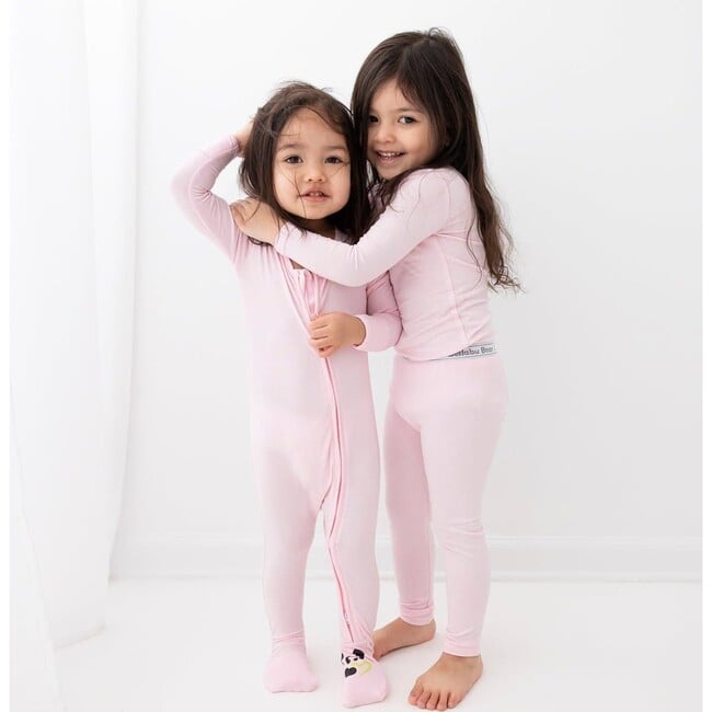 Blush Pink Bamboo Kids Pajamas, Pink - Pajamas - 2