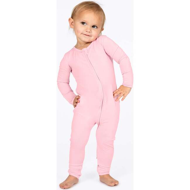 Blush Pink Bamboo Convertible Footie, Pink - Footie Pajamas - 2