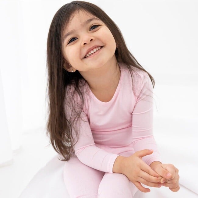 Blush Pink Bamboo Kids Pajamas, Pink - Pajamas - 4