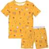 Basketball Bamboo Kids Pajama Short Set, Orange - Pajamas - 1 - thumbnail