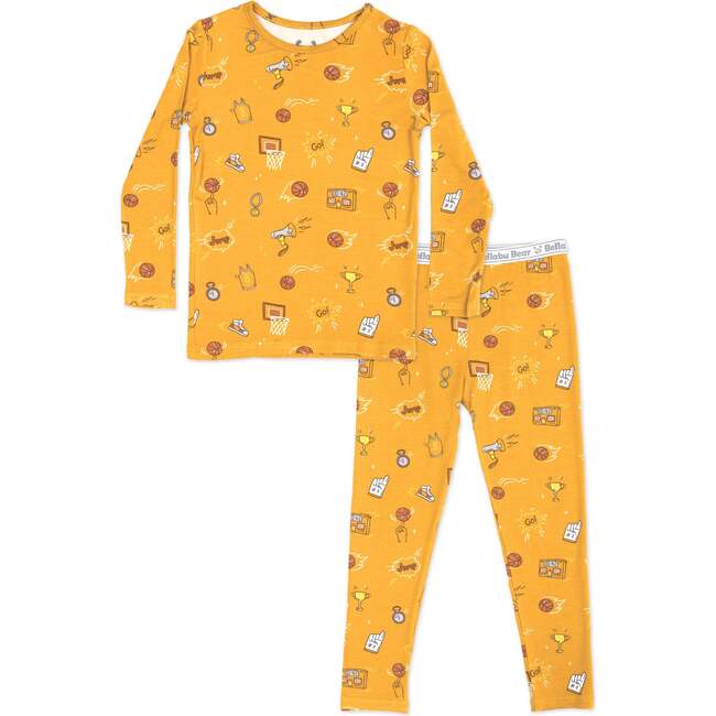 Basketball Bamboo Kids Pajamas, Orange