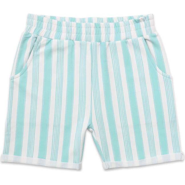 Blue Stripes Bamboo Terry Kids Daywear Shorts, Stripes