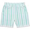 Blue Stripes Bamboo Terry Kids Daywear Shorts, Stripes - Shorts - 1 - thumbnail