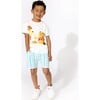 Blue Stripes Bamboo Terry Kids Daywear Shorts, Stripes - Shorts - 2