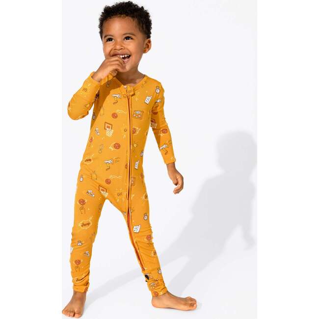 Basketball Bamboo Convertible Footie, Orange - Footie Pajamas - 2