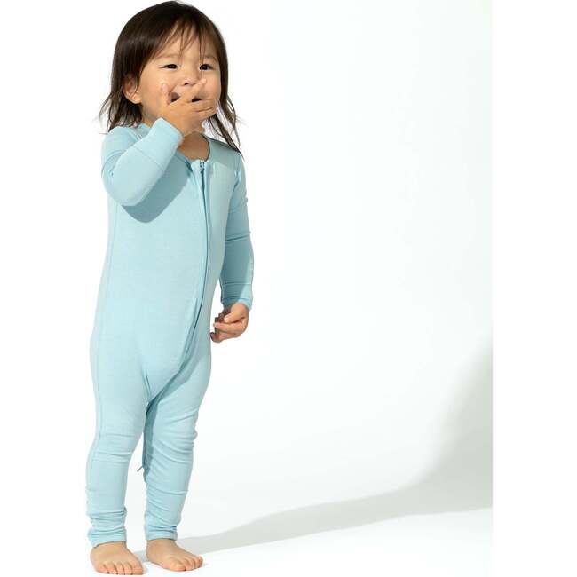 Adventure Blue Bamboo Convertible Footie, Blue - Footie Pajamas - 3