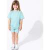 Adventure Blue Bamboo Blend Kid's Oversized Tee & Biker Short Set, Blue - Mixed Apparel Set - 2