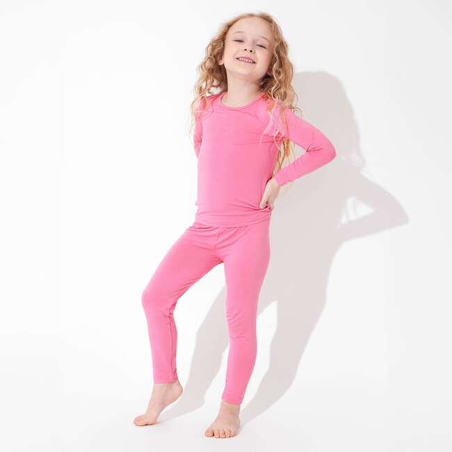 Bubblegum Pink Bamboo Kids Pajamas, Pink - Pajamas - 5