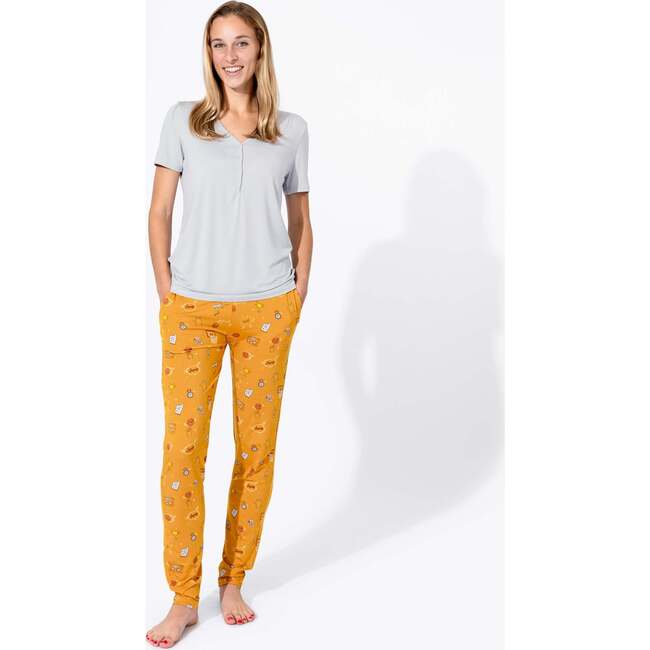 Basketball Bamboo Women's Pajama Set, Orange - Pajamas - 5