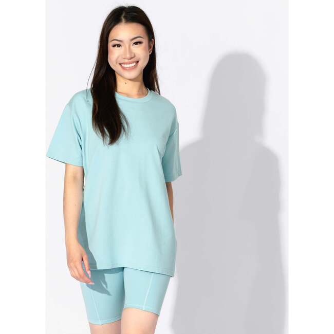 Adventure Blue Bamboo Blend Women's Oversized Tee & Biker Shorts Set, Blue - Mixed Apparel Set - 5